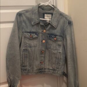 Forever 21 Faded Light Blue Denim Jacket with Copper Buttons